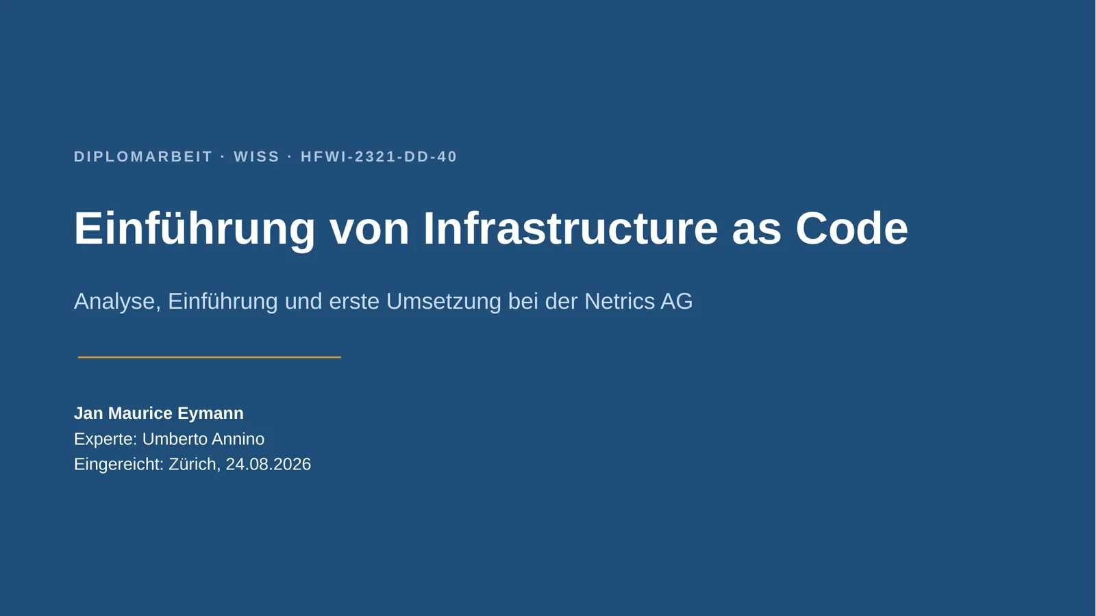 Titelfolie: Einführung von Infrastructure as Code bei der Netrics AG
